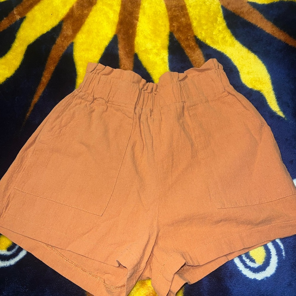 SHEIN Tan High Waist Shorts Relaxed Fit